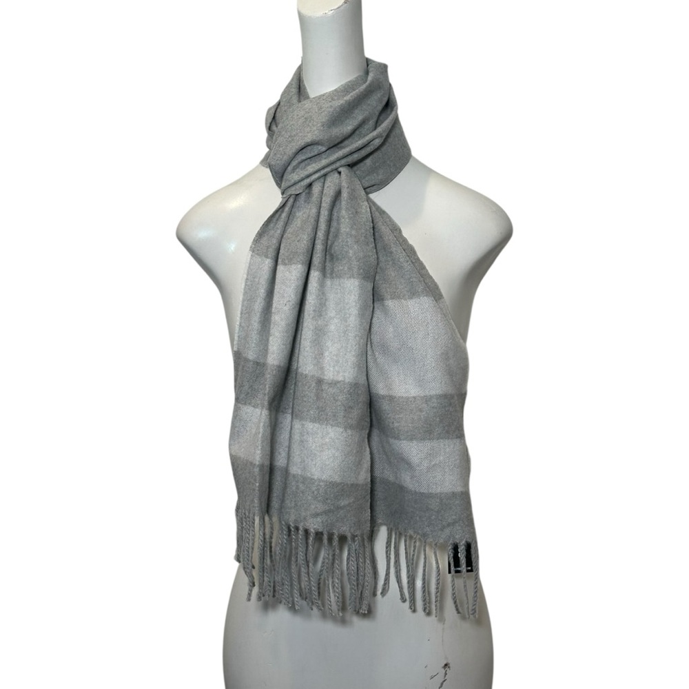 Express Striped Blanket Scarf Wide Tassles Gray Soft Cozy Layering Unisex New